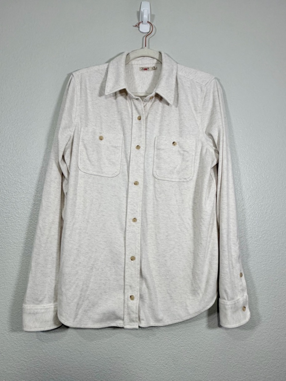 Faherty Legend Sweater Shirt Button Down Collar SOFT Off White Classic Women L - Picture 2 of 7